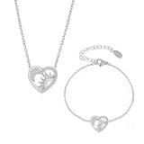 💛 Collier & Bracelet Exquis en Acier Inoxydable – Cœur, Soleil & Lune