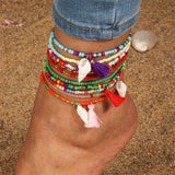 🌈 Bracelet de Cheville Bohème Fait à la Main – Perles Colorées Été