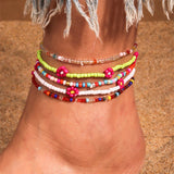 🌈 Bracelet de Cheville Bohème Fait à la Main – Perles Colorées Été