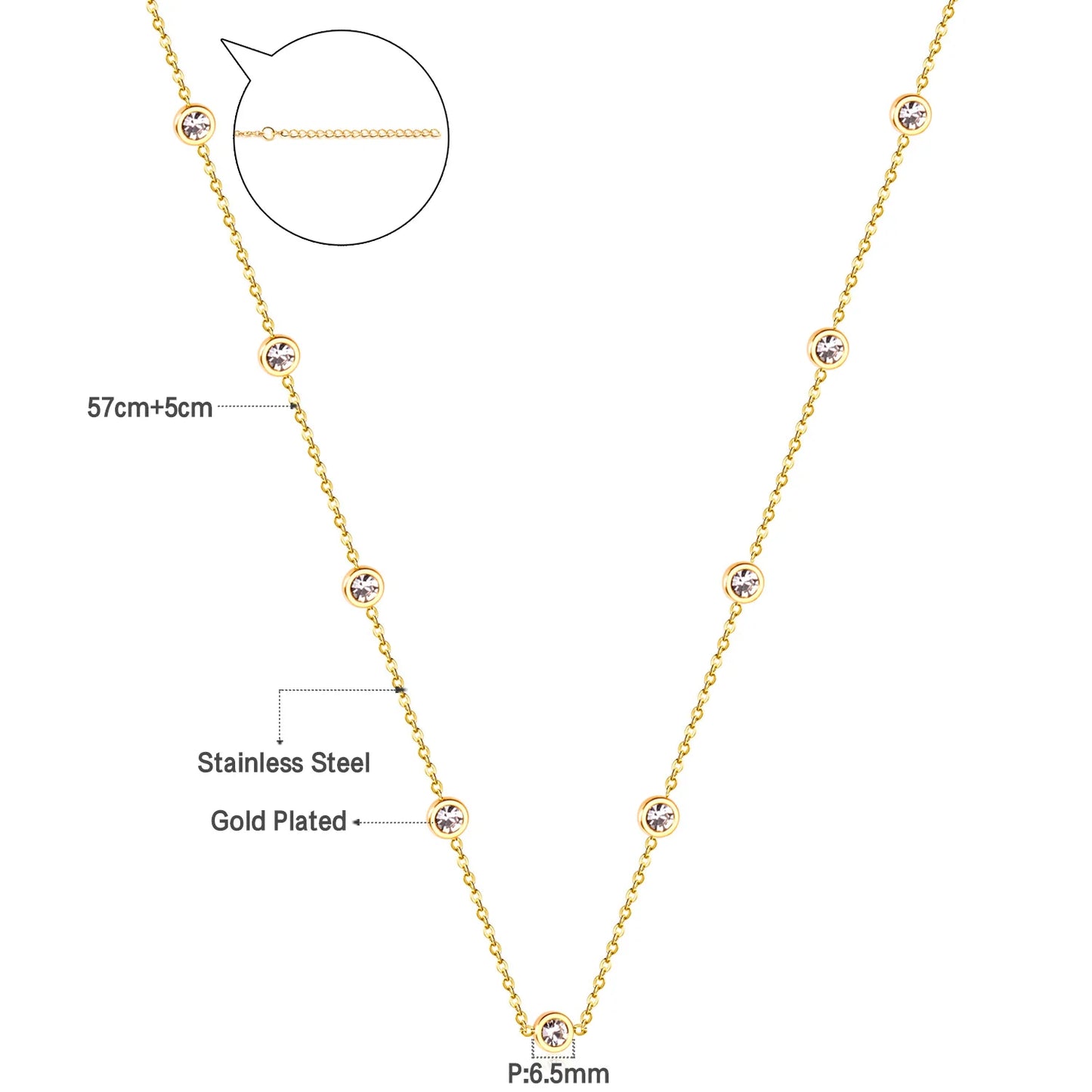 Collier Femme Chic Luxe – Acier Inoxydable & Breloque CZ Ronde