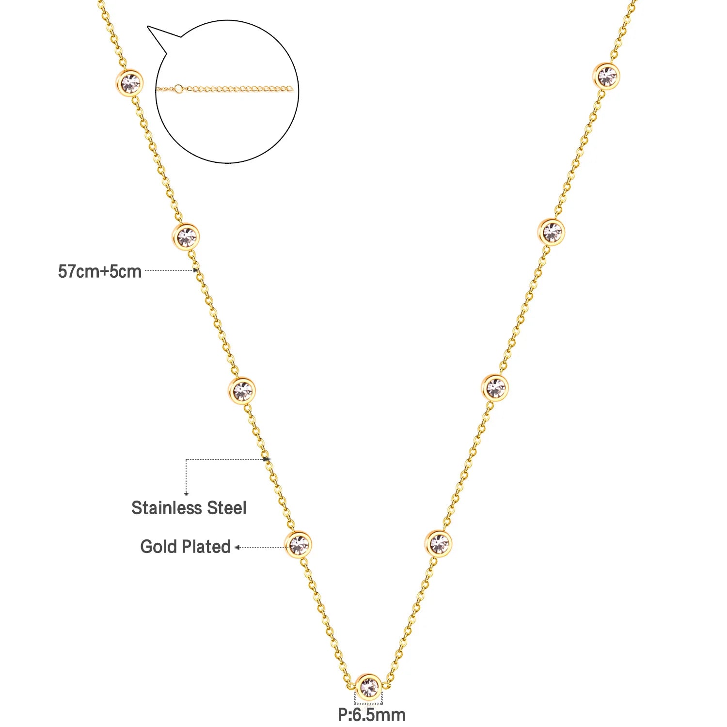 Collier Femme Chic Luxe – Acier Inoxydable & Breloque CZ Ronde