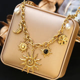 Collier Acier Inoxydable – Soleil, Cœur & Fleur
