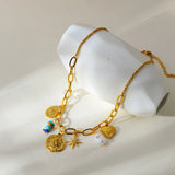 Collier Acier Inoxydable – Soleil, Cœur & Fleur