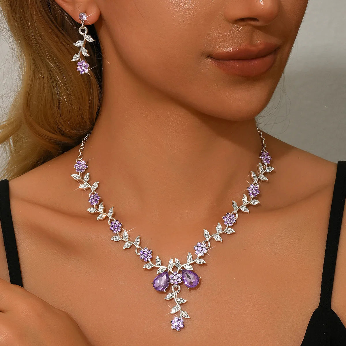 Parure floral Collier et Boucles d'oreille