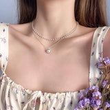✨ Ensemble Collier Multicouche à Grandes Perles Blanches – Style Rétro Chic 💎 Acier Titane Plaqué Or 18K pour Femme 👑