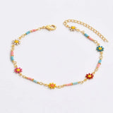 Nouvelle mode chrysanthème marguerite chaîne cheville pour femmes été Boho Chic marguerite perlée pied chaîne fête Vocation bijoux cadeaux