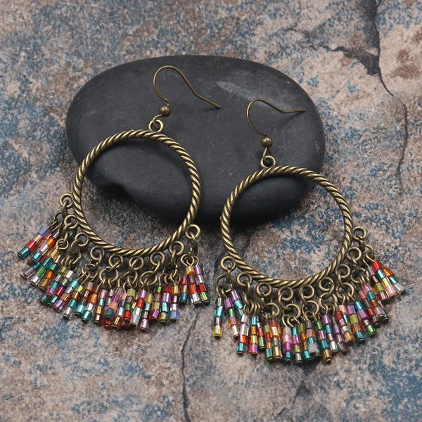 🌈 Boucles d’Oreilles Bohème Chic – Bijoux Femme Dorés
