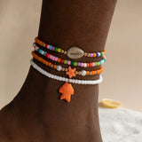 Bracelet de Cheville Bohème Multicouche – Coquillage & Étoile de Mer