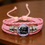 ✨ Bracelet en Cuir Rose pour  Maîtresse ou atsem  Cabochon en Verre 💖