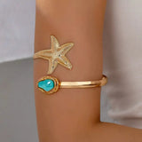 Bracelet de bras étoile de mer ✨ – style bohème bohème chic 🌸 manchette ouverte vintage punk & perles, bijou de plage été 🏝️