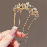 ✨ Peigne à Cheveux Ondulé Perles & Strass – Style Français Élégant Haut de Gamme