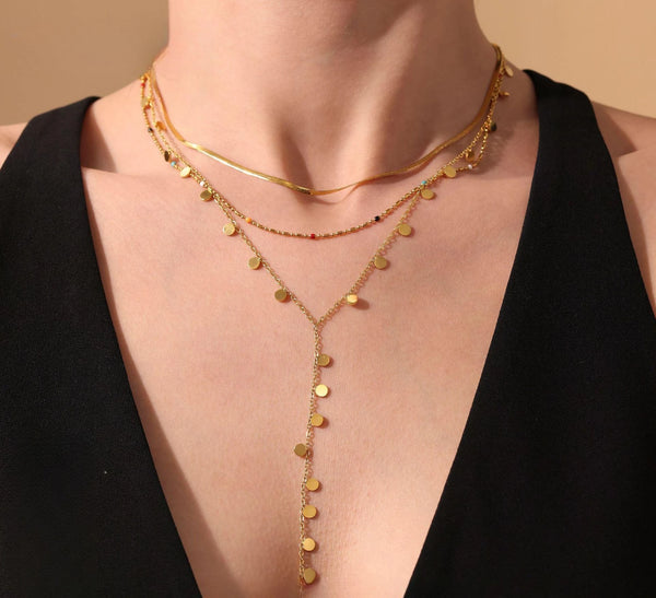 ✨ Collier Long en Acier Inoxydable – Pendentif Goutte Chic & Moderne