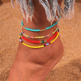 🌈 Bracelet de Cheville Bohème Fait à la Main – Perles Colorées Été