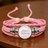 ✨ Bracelet en Cuir Rose pour  Maîtresse ou atsem  Cabochon en Verre 💖