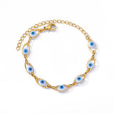 🧿 Bracelet Mauvais Œil pour Femme – Ensemble Luxe en Acier Inoxydable & Zircon ✨