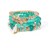 🌈 Ensemble de Bracelets Bohème 4 Pièces – Perles Colorées & Pampilles