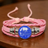 ✨ Bracelet en Cuir Rose pour  Maîtresse ou atsem  Cabochon en Verre 💖