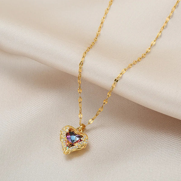 💙 Collier de Luxe Cœur d’Océan – Acier Inoxydable 316L & Élégance Mariage ✨