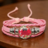 ✨ Bracelet en Cuir Rose pour  Maîtresse ou atsem  Cabochon en Verre 💖