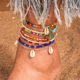 🌈 Bracelet de Cheville Bohème Fait à la Main – Perles Colorées Été