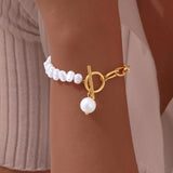 💖 Bracelet à breloques perles baroques ✨ – acier inoxydable