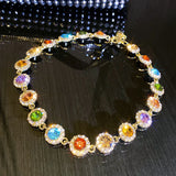 Collier Ras du Cou Géométrique en Cristal Coloré