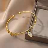 🧿 Bracelet Mauvais Œil pour Femme – Ensemble Luxe en Acier Inoxydable & Zircon ✨