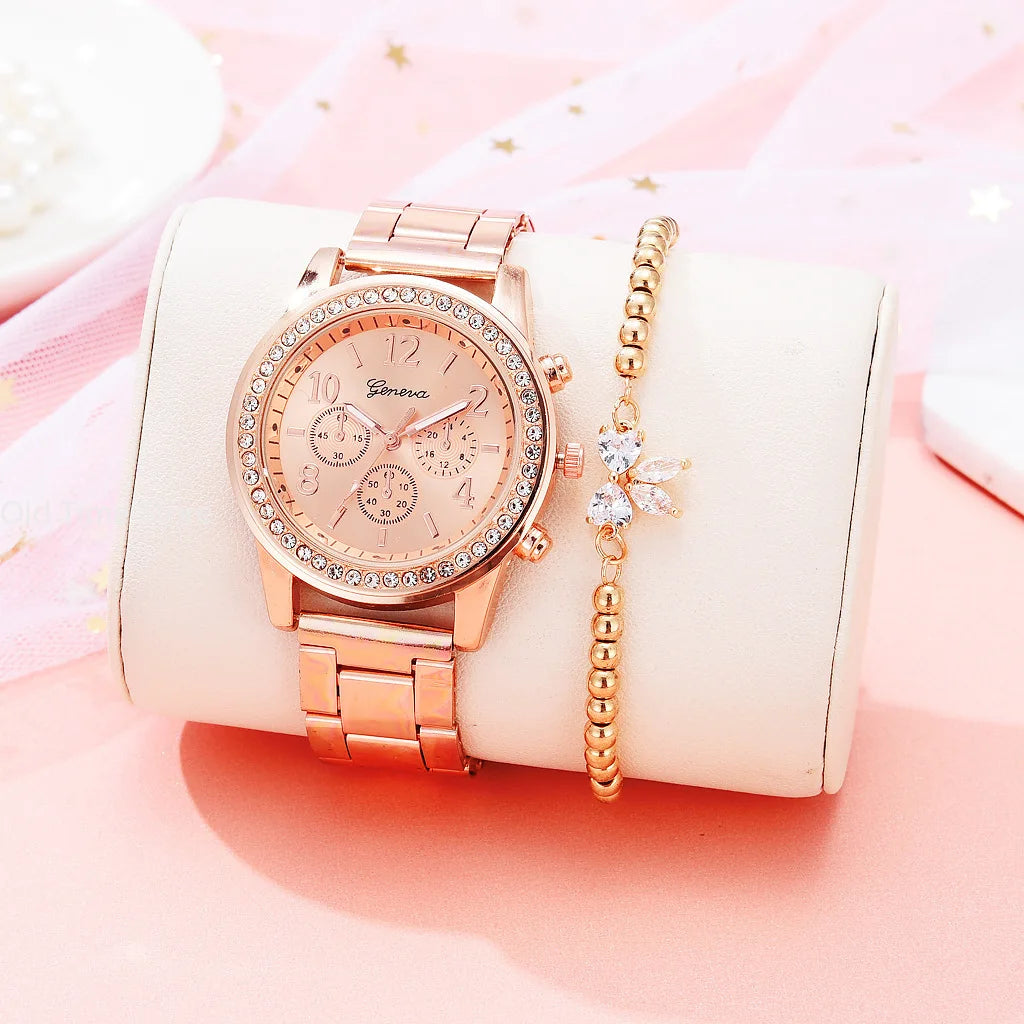 Ensemble Femme montre et bracelet  classique strass