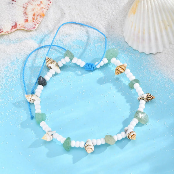 Bracelet de Cheville Bohème Conque & Perles
