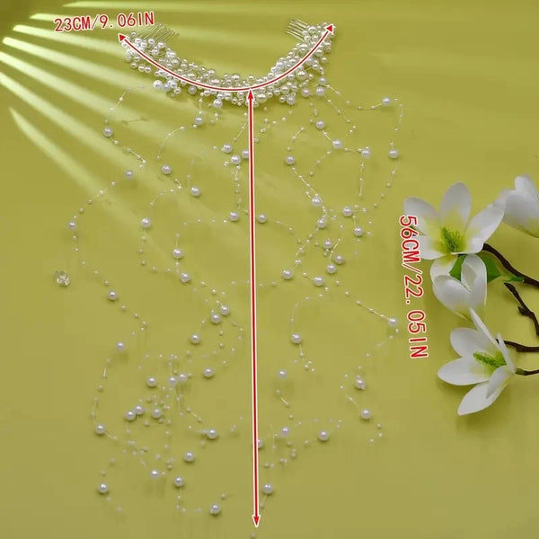 🌿 Peigne Élégant Femme – Bijou Cheveux Mariage Perles & Pompon