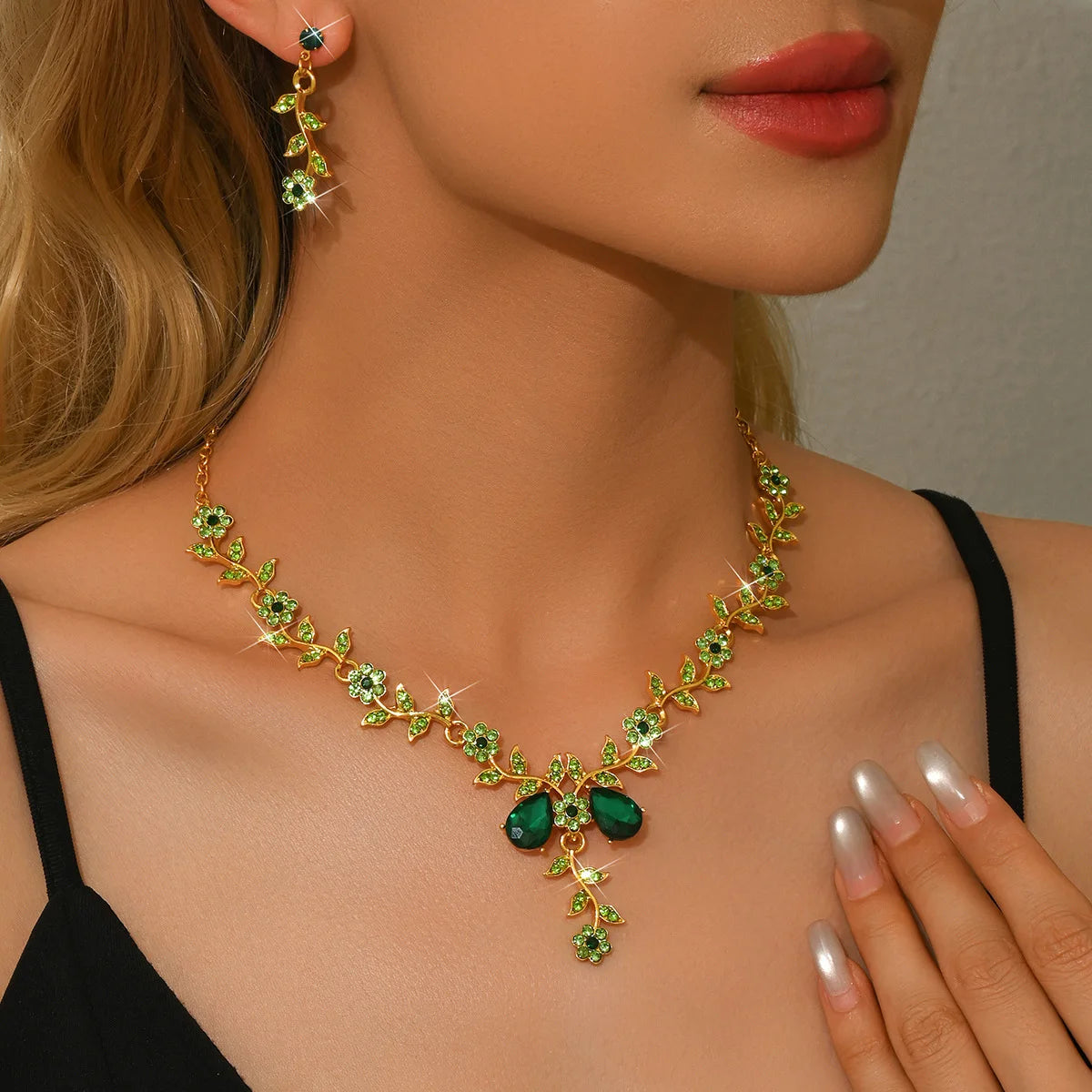 Parure floral Collier et Boucles d'oreille