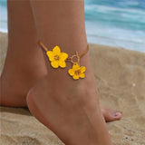 🌸 Bracelet de Cheville à Breloques Fleurs de Cerisier – Chaîne Dorée Été