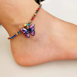 🌸 Bracelet de Cheville Bohème Papillon en Métal – Style Été Scintillant