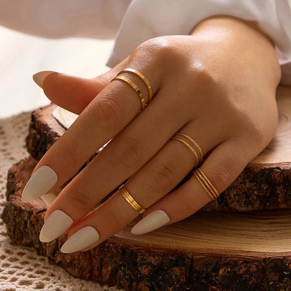 💫 Ensemble de Bagues Tendance – Style Boho Or & Cristal Zircon