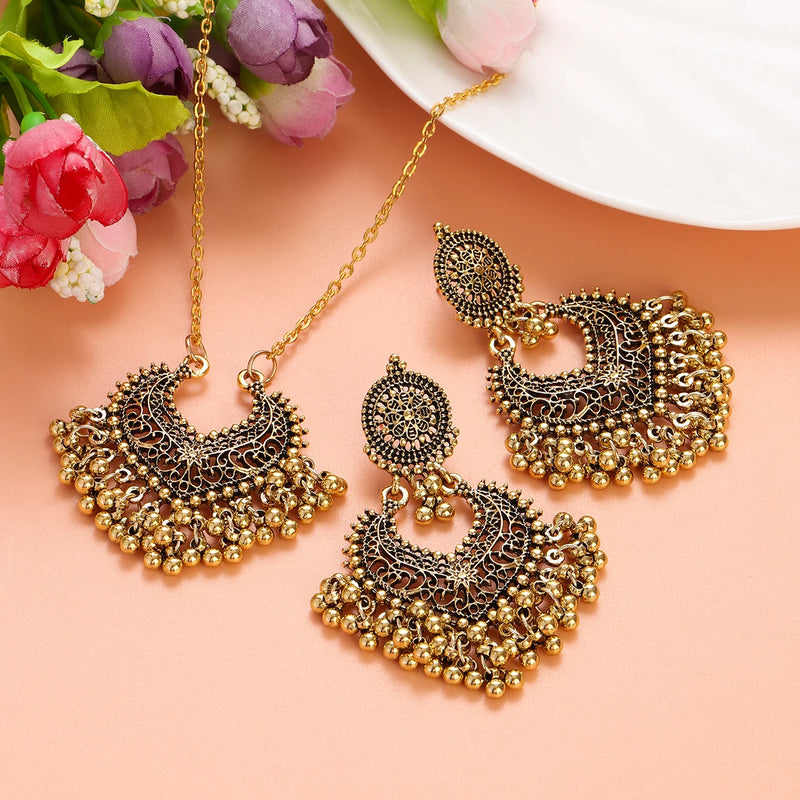 ✨ Ensemble de Bijoux Indiens Rétro Plaqué Or – Style Vintage Ethnique Femme