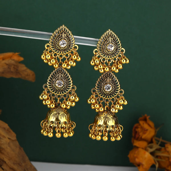 💛 Boucles d’Oreilles Goutte d’Eau Vintage Or – Élégance & Brillance ✨