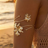 🌸 Bracelet Manchette Floral – Jonc Ouvert Élégant & Chic