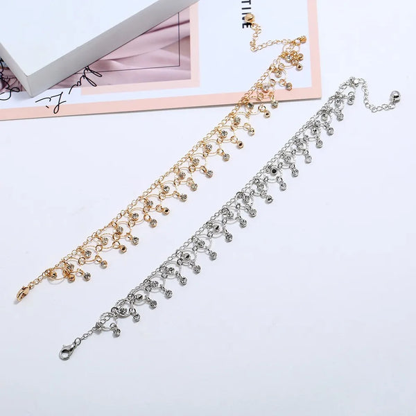 ✨ Chaîne de Cheville Tendance Femme – Or & Argent Strass Brillants