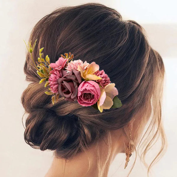 🌸 Peigne à Cheveux Fleur Bohème – Accessoire Mariage Mariée & Demoiselle d’Honneur