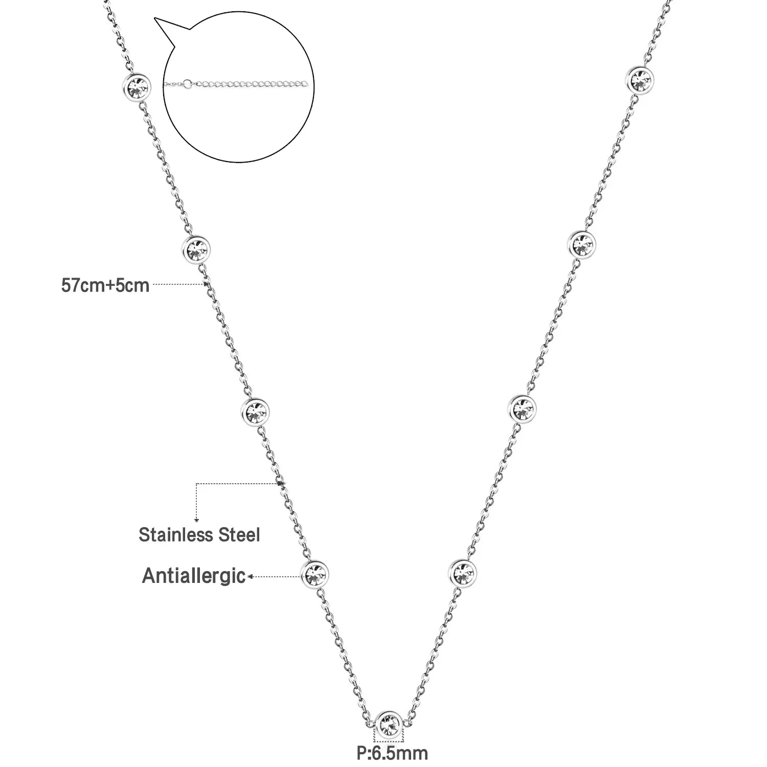 Collier Femme Chic Luxe – Acier Inoxydable & Breloque CZ Ronde