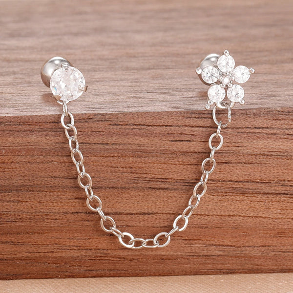 💛 Boucles d’Oreilles Pendantes en Acier Inoxydable – Chaîne Dorée & Zircone ✨