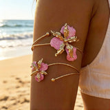 🌸 Bracelet Manchette Floral – Jonc Ouvert Élégant & Chic