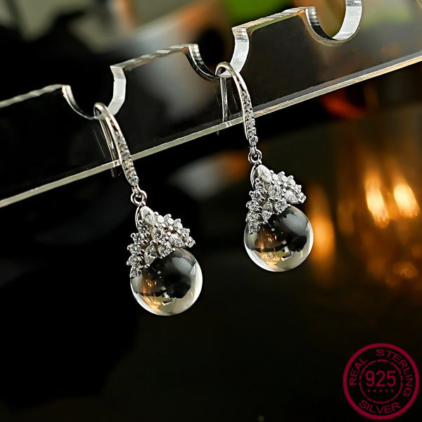 ❄️ “Ice Queen” – boucles d’oreilles en Argent Sterling S925 avec Perles de Cristal Blanc