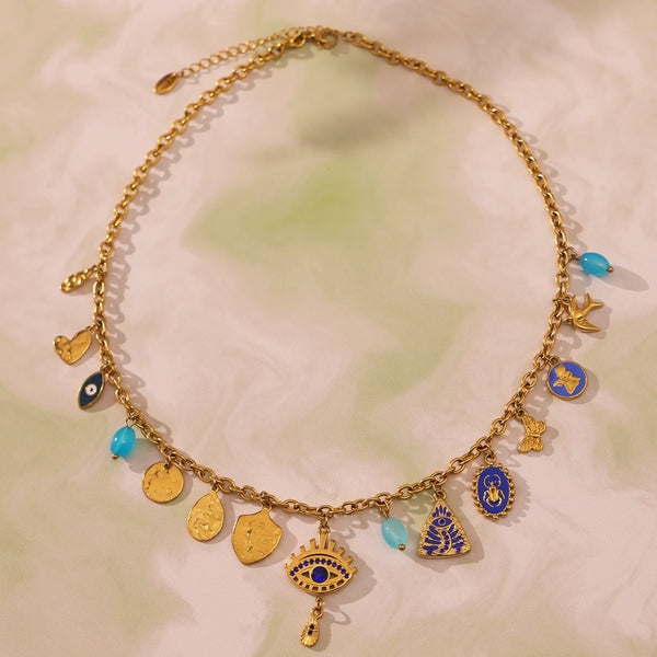 🌸 Ensemble Bijoux Bohème Femme – Collier Zircon & Bracelets Acier Inoxydable 💎