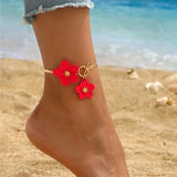 🌸 Bracelet de Cheville à Breloques Fleurs de Cerisier – Chaîne Dorée Été