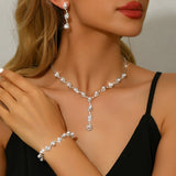 💎 Bijoux Tendance Femme – Collier Perles avec Pampilles Strass