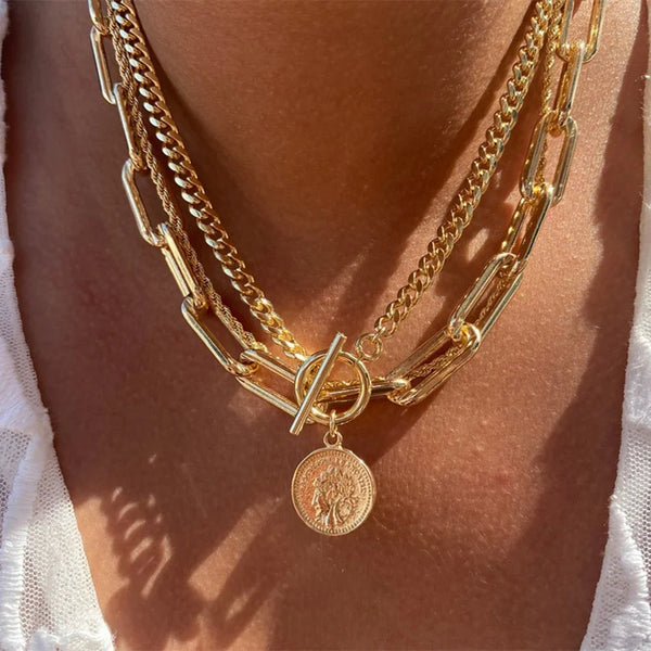 💛 Collier Pendentif Pièce de Monnaie Femme –