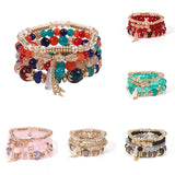 🌈 Ensemble de Bracelets Bohème 4 Pièces – Perles Colorées & Pampilles