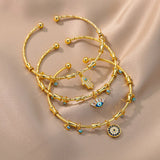 🧿 Bracelet Mauvais Œil pour Femme – Ensemble Luxe en Acier Inoxydable & Zircon ✨