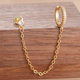 💛 Boucles d’Oreilles Pendantes en Acier Inoxydable – Chaîne Dorée & Zircone ✨